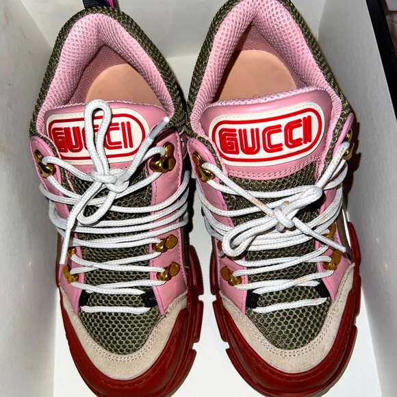 GUCCI X SEGA Calfskin Flashtrek Military Oatmeal Carmine Rose Ardesia USED! - Picture 2 of 13